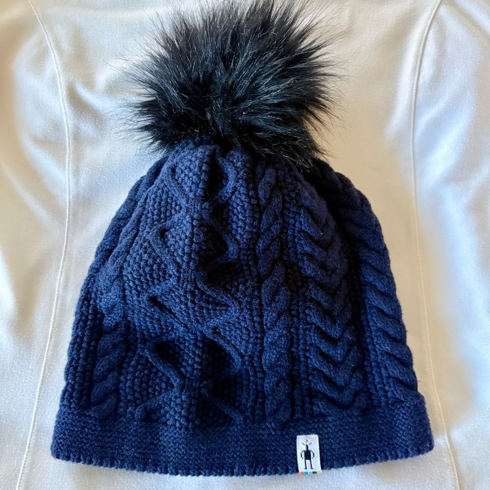 Smartwool Nylon/Merino Blend Cable Knit Rounded Crown Cuff Beanie Streetwear OS